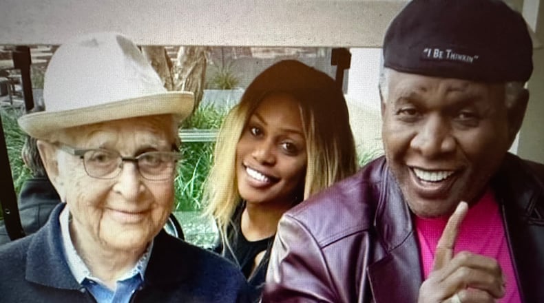 Norman Lear with Laverne Cox and George Wallace on the set of "Clean Slate," a new sitcom on Freevee. CONTRIBUTED/GEORGE WALLACE