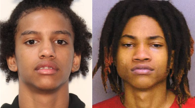 Jhabre Wilson (left) and Davion White are charged with murder in the New Year's Eve shooting death of a 15-year-old boy in Douglasville. (Credit: Douglasville Police Department)