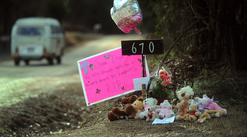 On Sunday, Dec. 23, 2012, a memorial could be seen for Skylar Dials at the mailbox in front of the Williamson, Ga., home where she lived.