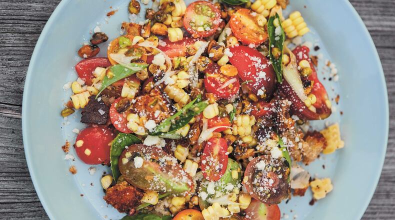 Corn and Tomato Salad with Torn Croutons from "Six Seasons" by Joshua McFadden (Artisan Books, 2017). Contributed by Laura Dart and A.J. Meeker
