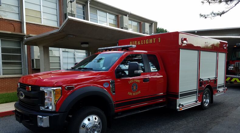 The apparatus include the air-light unit and the engine/pumper. Credit: City of East Point.