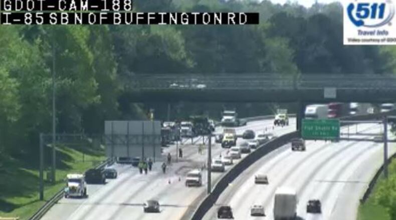 The crash on I-85 has had traffic blocked for hours Wednesday.
