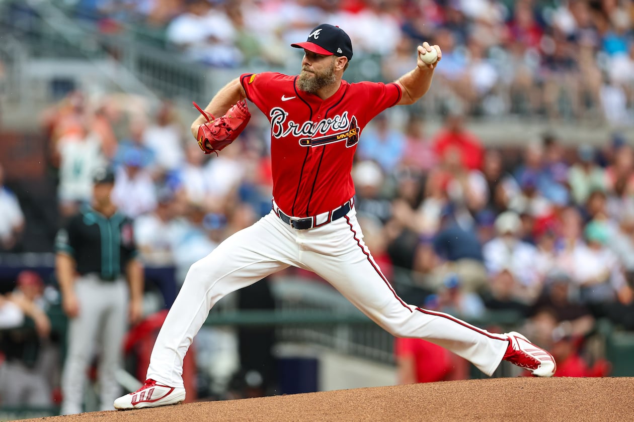 Atlanta Braves pitcher Chris Sale delivers in the first inning of a baseball game against the Arizona Diamondbacks, Friday, Aug. 14, 2026, in Atlanta. (Colin Hubbard/AP)