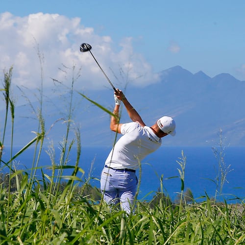 FILE - Justin Thomas hits from the seventh tee during the first round of the Tournament of Champions golf tournament at Kapalua Plantation Course on Kapalua, Hawaii, Jan. 7, 2016. (AP Photo/Matt York, File)