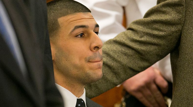 Aaron Hernandez after he was convicted today. (AP)
