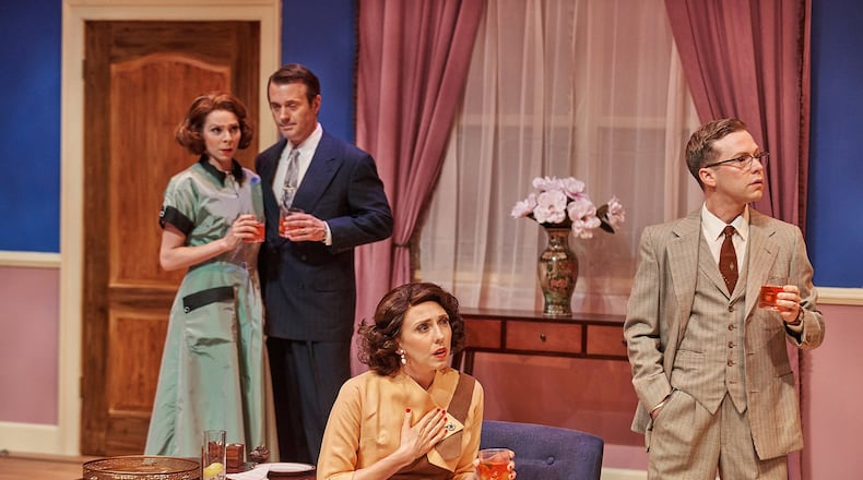 Ann Marie Gideon, Joe Knezevich, Courtney Patterson and Clifton Guterman play the closeted couples in Topher Payne’s “Perfect Arrangement” at Theatrical Outfit. CONTRIBUTED BY CHRISTOPHER BARTELSKI