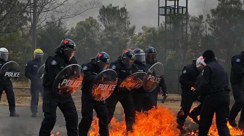 Sandy Springs Police recently renewed an agreement for SWAT Team assistance with Dunwoody, Johns Creek and Brookhaven. SSPD shown here during Quick Response Training. (Courtesy City of Sandy Springs)
