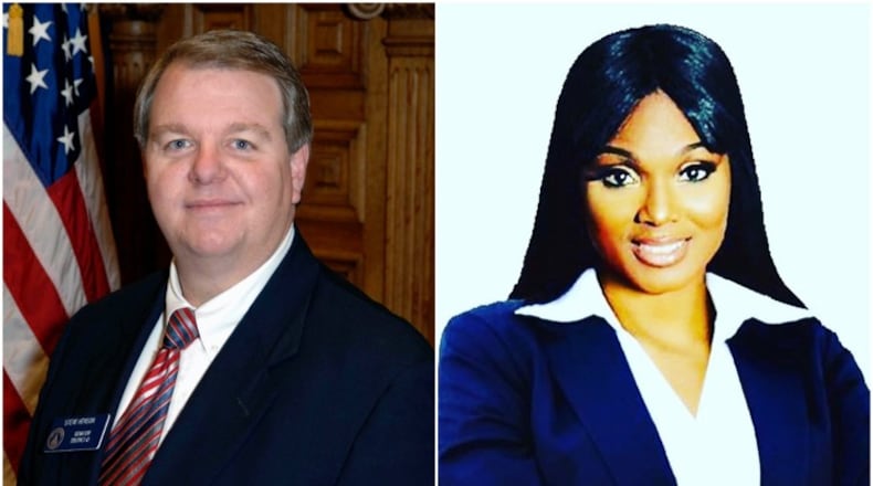 Democrat Sabrina McKenzie is suing for a new election after her narrow loss in the May primary to state Senate Minority Leader Steve Henson. Courtesy photos.