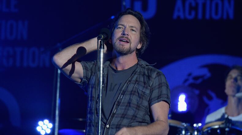 Eddie Vedder of Pearl Jam performs on stage at the 2015 Global Citizen Festival to end extreme poverty by 2030 in Central Park on September 26, 2015 in New York City. Getty Images.