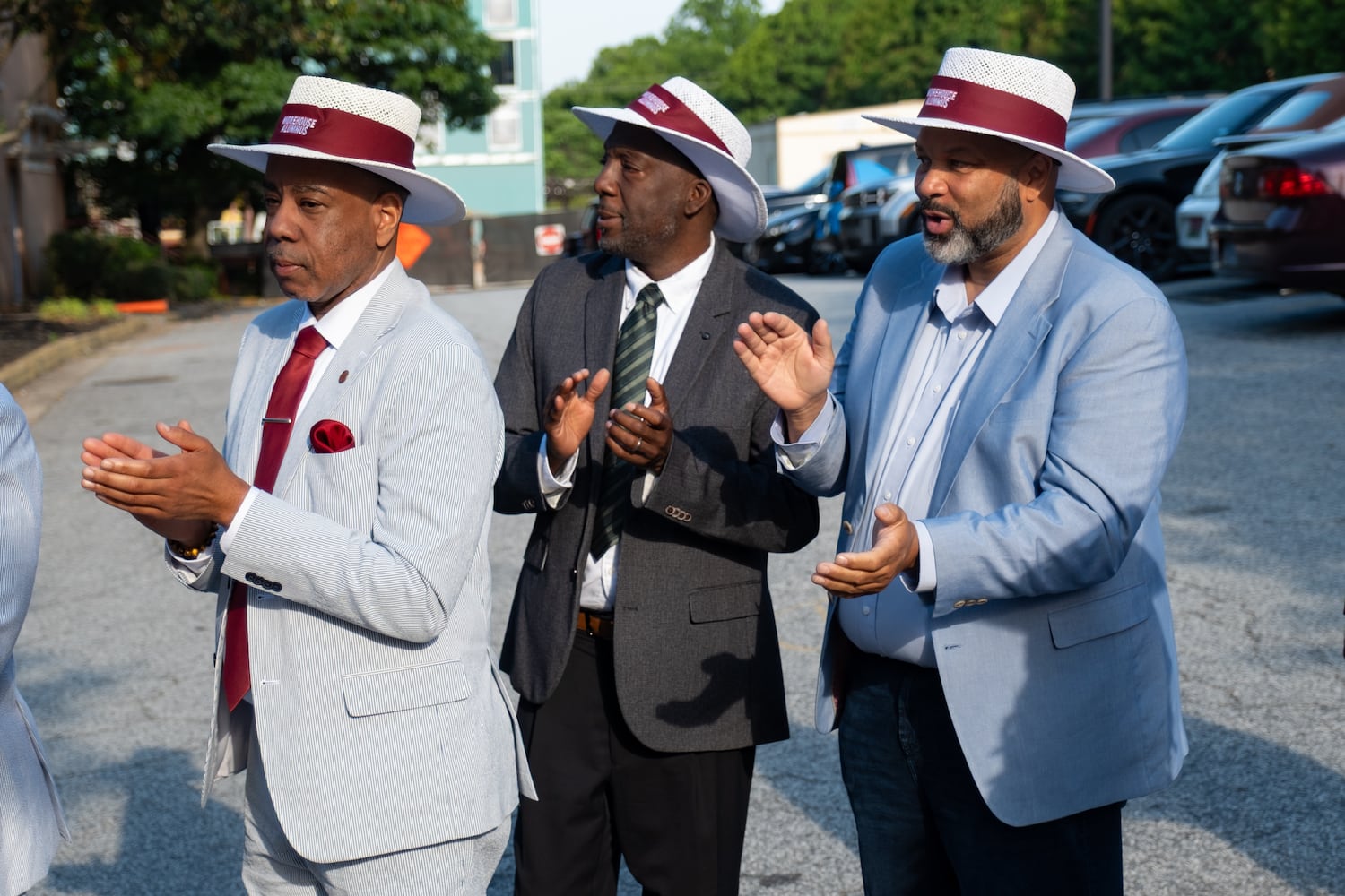 Morehouse Men line the alumni corridor and applaud as this year’s graduates make their way to commencement Sunday, May 17, 2026. (Ben Gray for the AJC)