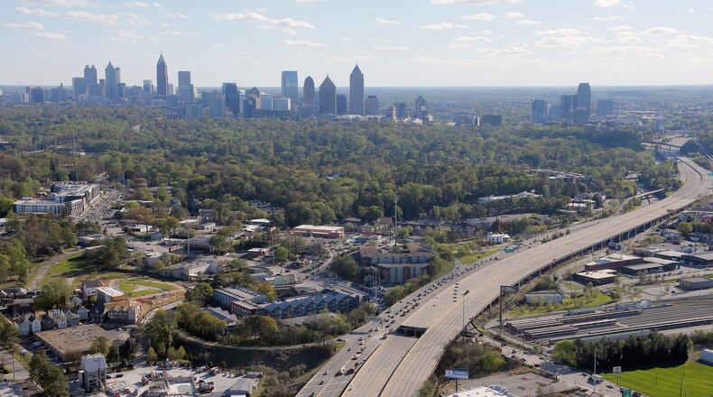 A portion of I-85 was closed because of a fire and bridge collapse. Photo taken March 31, 2017.