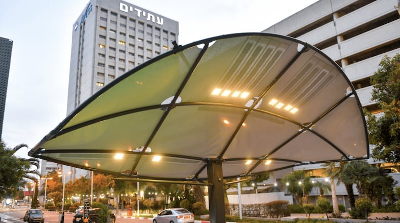 The LumiWeave technology being used in Tel Aviv.