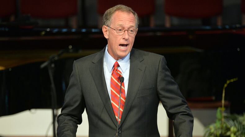 The Rev. Bryant Wright at Johnson Ferry Baptist Church in Marietta in this 2014 file photo