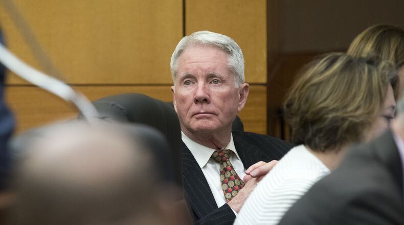 Claud “Tex” McIver listens to his lawyer question a prospective juror last week during McIver’s murder trial. Alyssa Pointer / alyssa.pointer.ajc.com