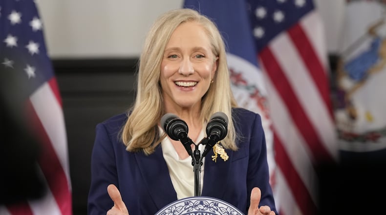 Virginia Gov. Abigail Spanberger delivers the Democratic response to President Donald Trump's State of the Union address Tuesday, Feb. 24, 2026, in Williamsburg, Va. (AP Photo/Steve Helber, Pool)
