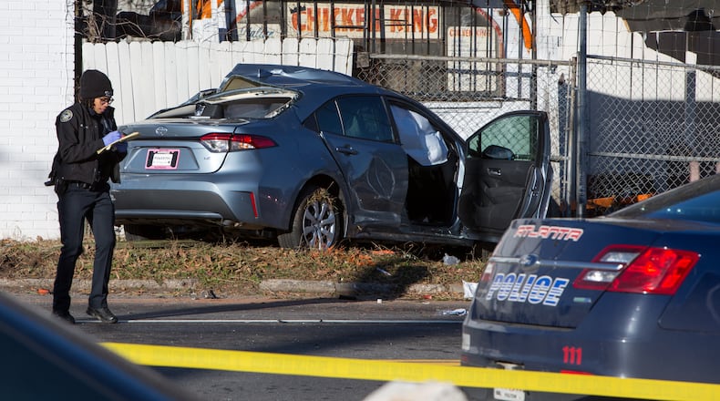 Atlanta Police investigate the scene of an accident at Joseph E Lowery Blvd & Donald Lee Hollowell in Atlanta on Tuesday December 31st, 2019.  (Photo by Phil Skinner).