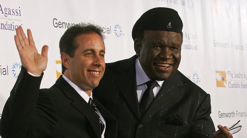 LAS VEGAS - OCTOBER 06: Comedians Jerry Seinfeld (L) and George Wallace arrive at the Andre Agassi Charitable Foundation's 12th Annual Grand Slam for Children at the MGM Grand Garden Arena on October 6, 2007 in Las Vegas, Nevada. The Andre Agassi Charitable Foundation was created to provide recreational and educational opportunites for at-risk children in Southern Nevada. (Photo by Frederick M. Brown/Getty Images) Best friends Jerry Seinfeld and George Wallace roomed together in the late 1970s as rising comics in New York City. CREDIT: Getty Images