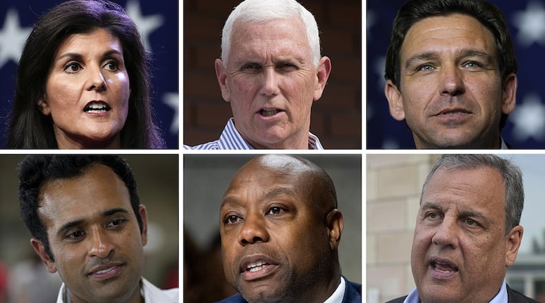 Former U.N. Ambassador Nikki Haley, former Vice President Mike Pence, . Florida Gov. Ron DeSantis, executive Vivek Ramaswamy, U.S. ,Sen. Tim Scott and ex-New Jersey Gov. Chris Christie