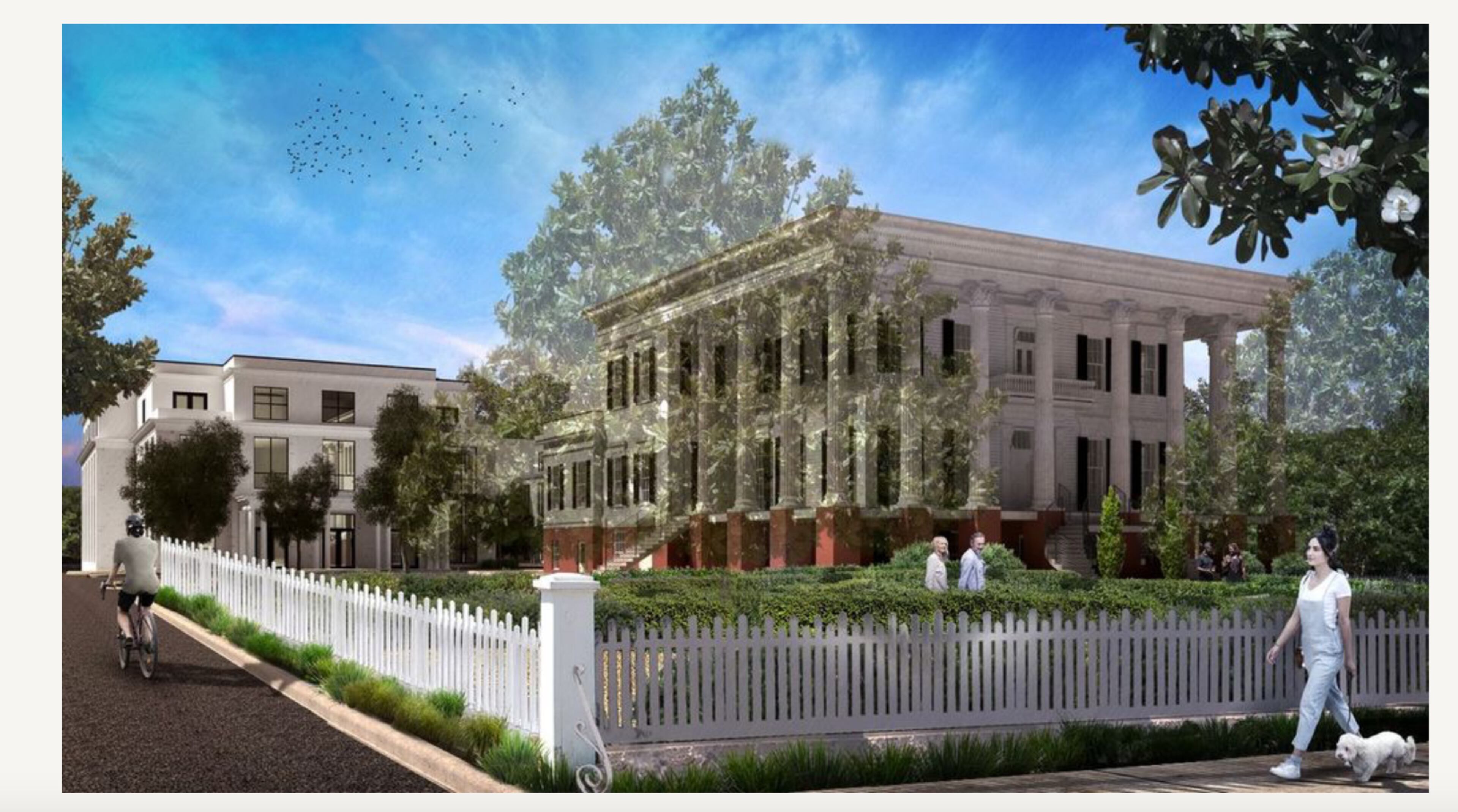 A rendering of the proposed hotel development, which would convert the University of Georgia's 19th-century 'President's House' into a restaurant, bar and bedroom suite. (Arcolab)