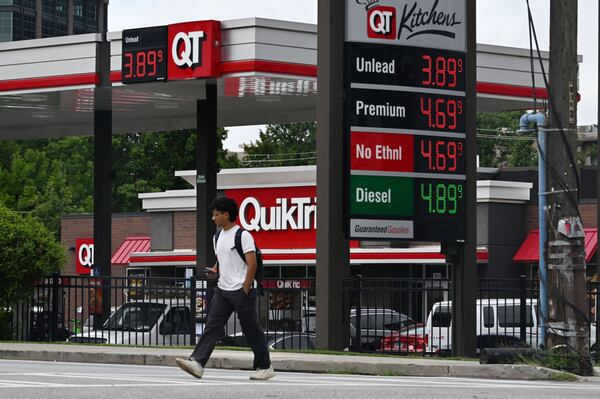 Gas prices are displayed at a QuikTrip station on Northside Drive on Tuesday, July 14, 2026, in Atlanta. (Hyosub Shin/AJC)