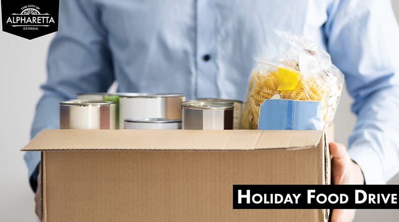 Alpharetta is inviting residents and businesses to participate in the city’s holiday food drive now through Dec. 17. (Courtesy City of Alpharetta)