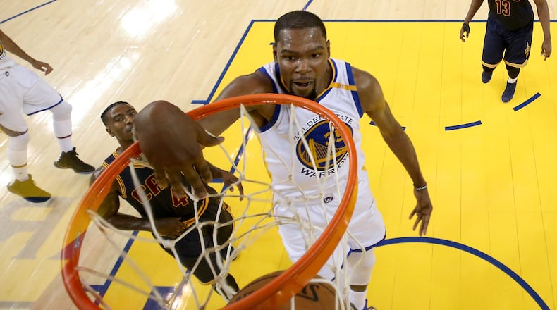 Kevin Durant has led the Golden State Warriors to wins in the first two games of the NBA Finals. Game 3 in the best-of-seven series will be played Wednesday in Cleveland.