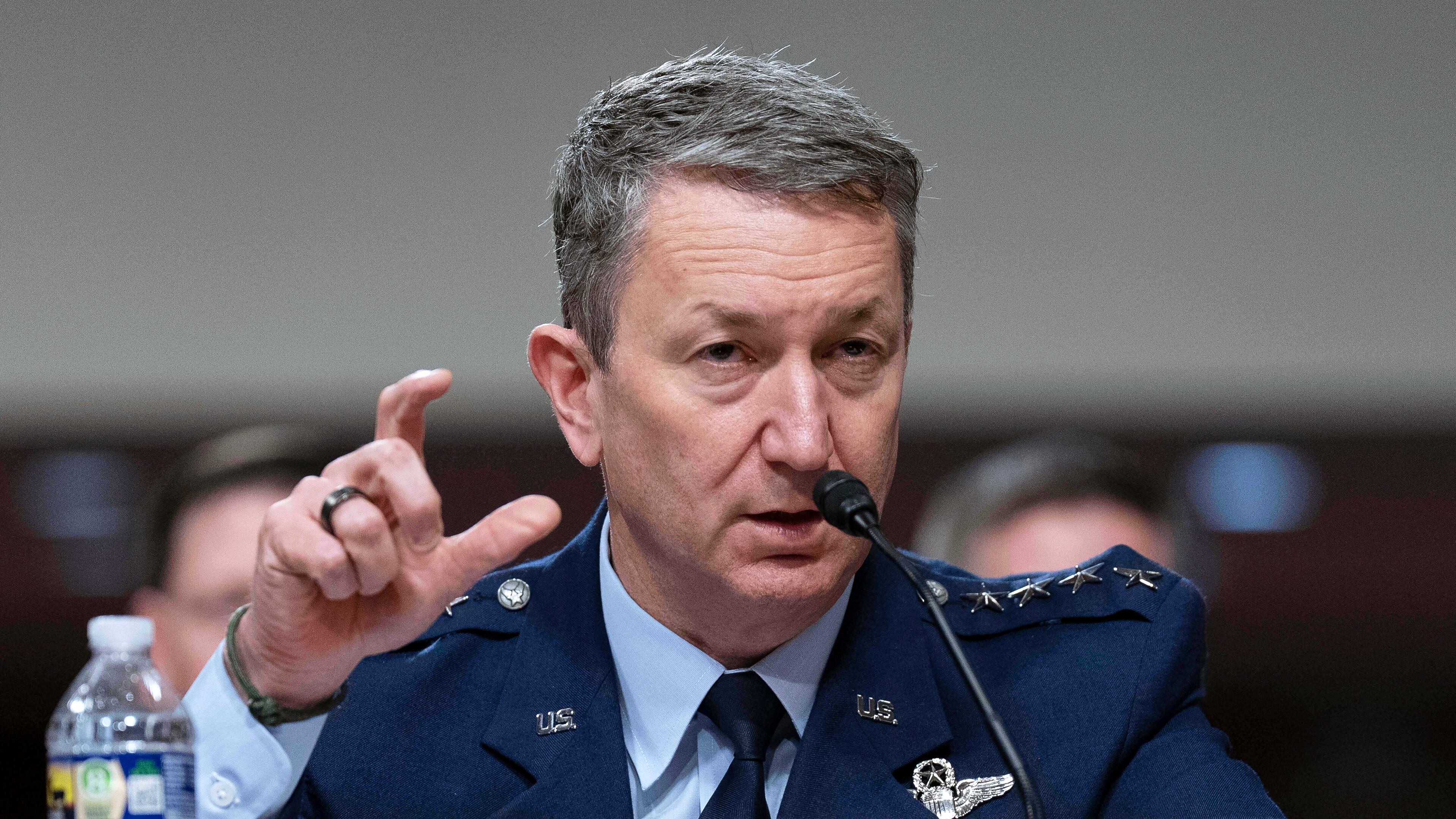 FILE - Chairman of the Joint Chiefs of Staff General Dan Caine testifies before Senate Armed Services Committee hearing on Capitol Hill in Washington, June 18, 2025. (AP Photo/Jose Luis Magana, File)