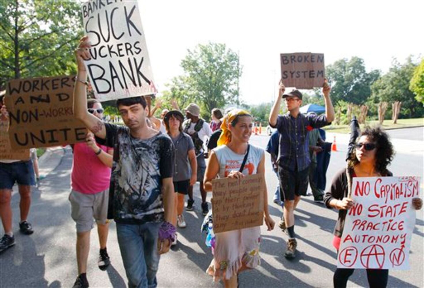 Signs seen for and against DNC in Charlotte