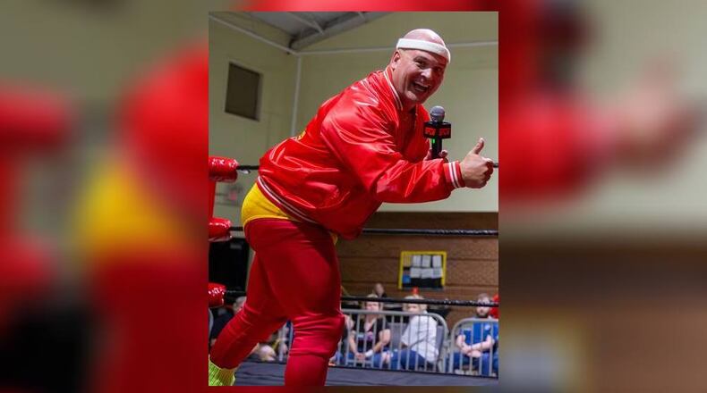 Drew Toney, stage name Drew Blood, wrestled his final match on Sept. 2 in Monroe to inspire his students. (Photo courtesy of Bob McAteer)