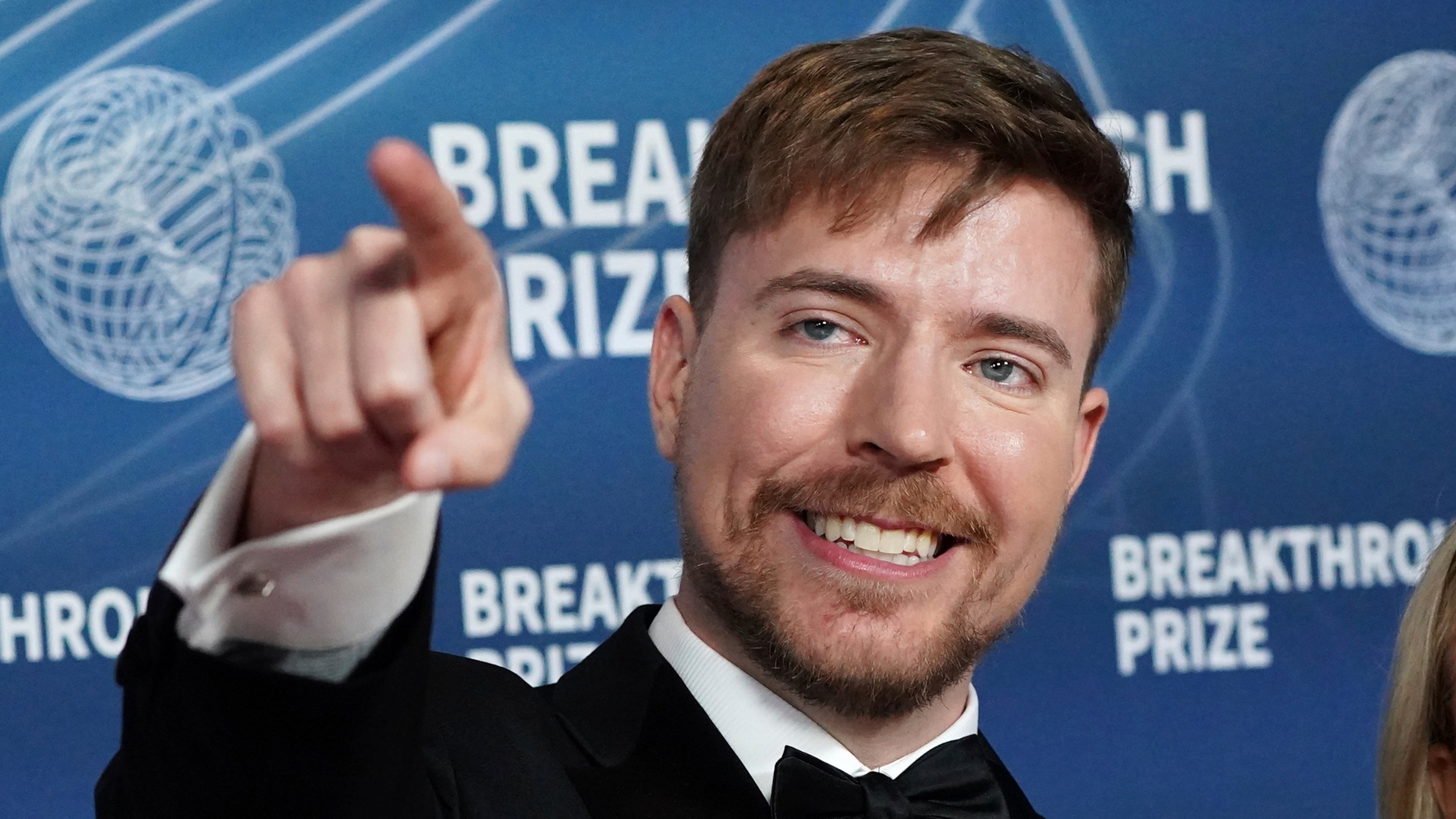 FILE - Jimmy Donaldson, who goes by the online alias MrBeast, arrives at the 11th Breakthrough Prize Ceremony on Saturday, April 5, 2025, in Los Angeles. (Photo by Jordan Strauss/Invision/AP, File)