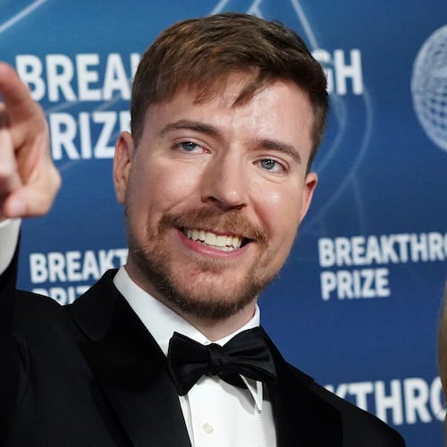 FILE - Jimmy Donaldson, who goes by the online alias MrBeast, arrives at the 11th Breakthrough Prize Ceremony on Saturday, April 5, 2025, in Los Angeles. (Photo by Jordan Strauss/Invision/AP, File)