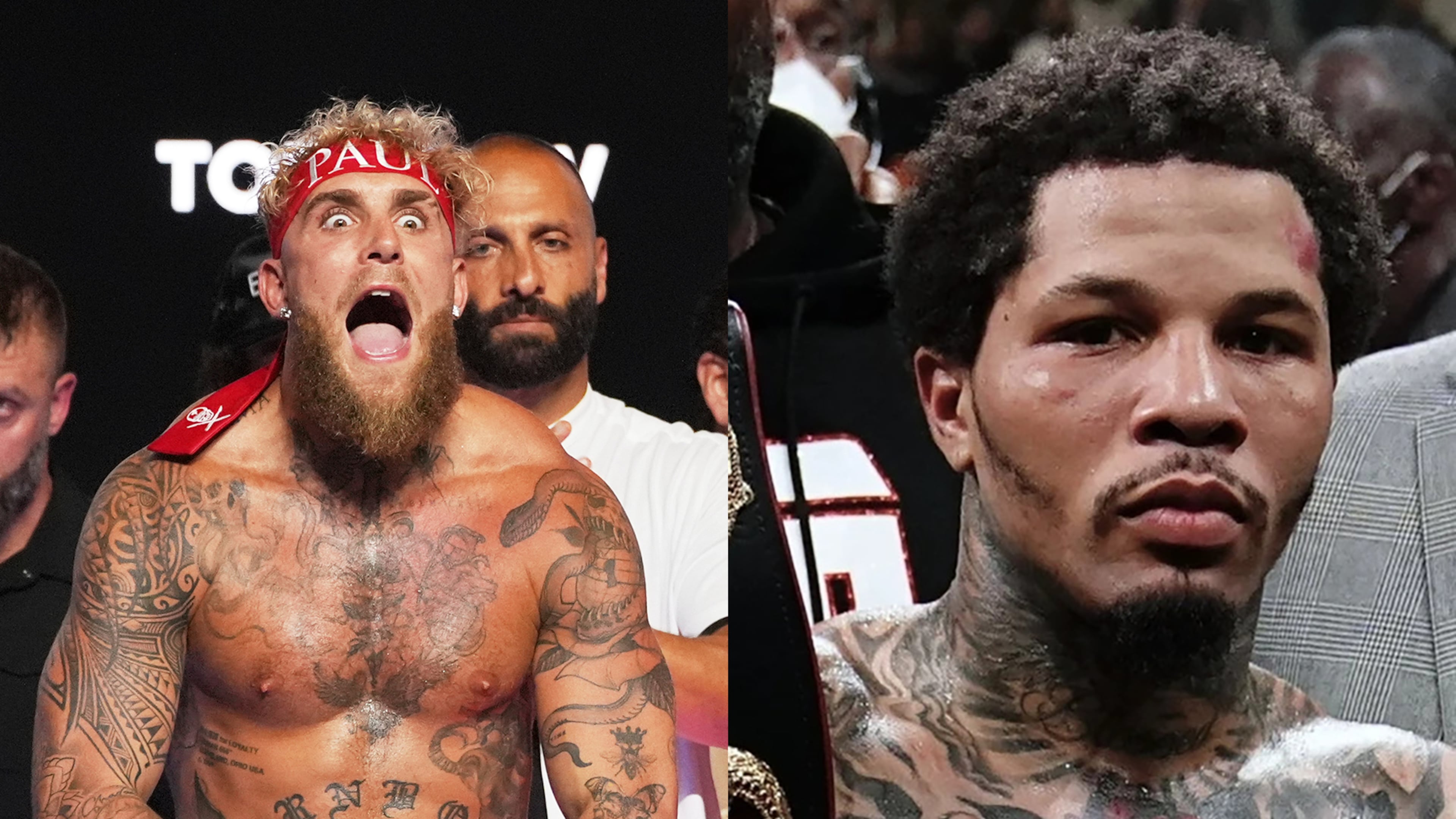Jake Paul (left) will box Gervonta "Tank" Davis at State Farm Arena on Friday, Nov. 14, 2025, for a live Netflix special event. In their last bouts, Paul weighed 200 pounds, and Davis, the WBA lightweight champion, weighed 133 pounds. (Associated Press photos)