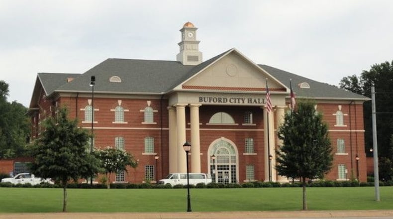 Buford City Commissioners rezoned about 17 acres of land at the intersection of Hamilton Mill Road and North Bogan Road. Townhomes and commercial space will make up the new lots. (Courtesy City of Buford)