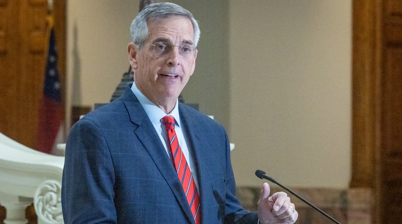 Secretary of State Brad Raffensperger is calling on lawmakers to make tampering with Georgia’s election system a felony carrying a minimum sentence of 10 years. (Steve Schaefer/The Atlanta Journal-Constitution)