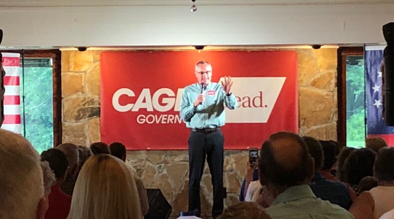 Lt. Gov. Casey Cagle addresses a crowd in Toccoa. Greg Bluestein/AJC
