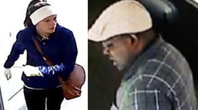 The FBI released last week these photos of suspects in a series of jewelry store robberies across the Southeast. On Friday, 24-year-old Abigail Lee Kemp was arrested in connection with the case. (Credit: FBI)