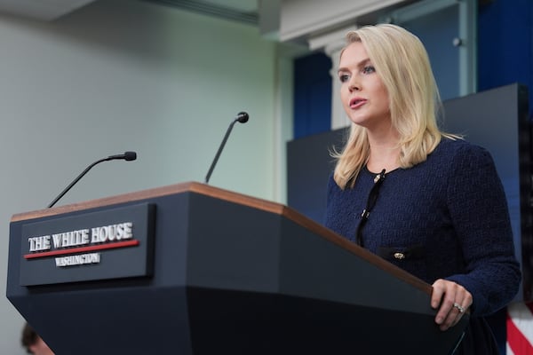 White House press secretary Karoline Leavitt speaks during a briefing at the White House, Tuesday, June 3, 2025, in Washington. (AP Photo/Evan Vucci)