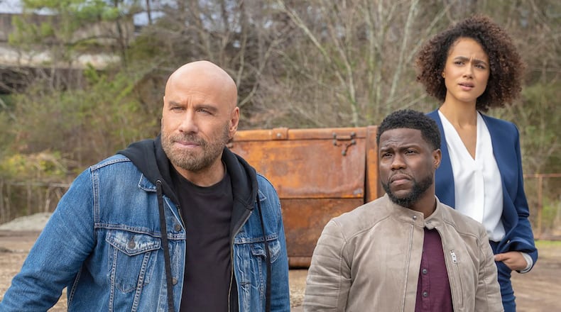 John Travolta, Kevin Hart and Nathalie Emmanuel in Quibi's "Die Hart."