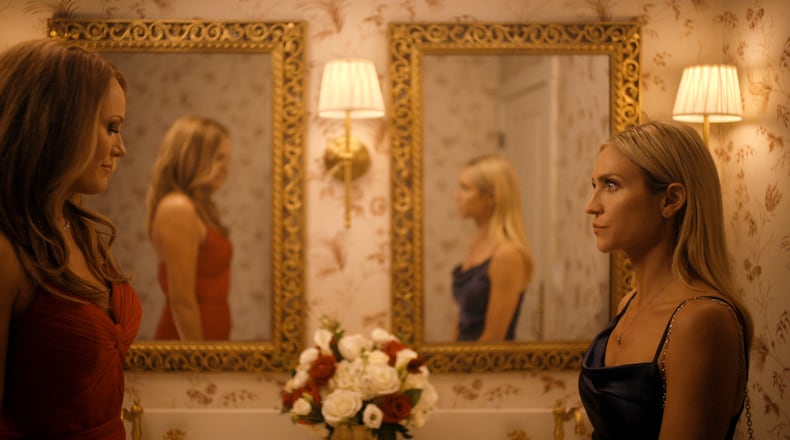 Malin Akerman (left) as Margo and Brittany Snow as Sophie in a Season 2 episode of "The Hunting Wives." (Courtesy of Netflix)