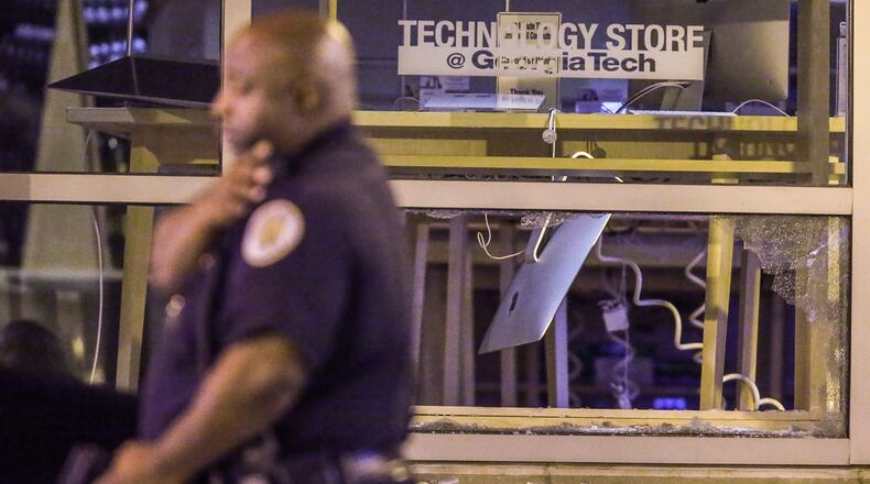 Georgia Tech police were investigating a burglary overnight at the Barnes & Noble store on campus. JOHN SPINK / JSPINK@AJC.COM