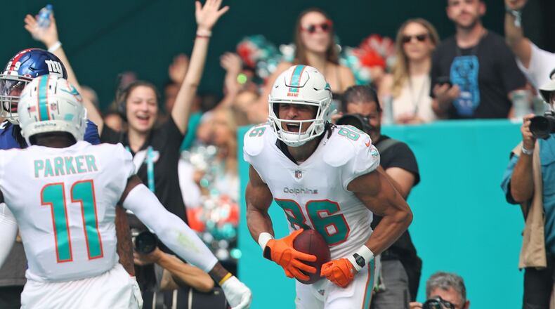 Wide receiver Mack Hollins, a five-year veteran who has played with the Eagles, Dolphins and Raiders, signed a one-year, $2.5 million deal with the Falcons on Sunday. (John McCall file photo/South Florida Sun Sentinel/TNS)
