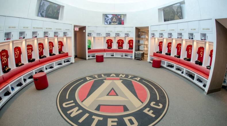 The locker rooms in the new Atlanta United training center. (Atlanta United)