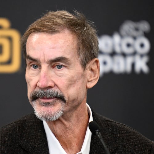 FILE - San Diego Padres Chairman Peter Seidler speaks at a baseball news conference, Friday, Dec. 9, 2022, in San Diego. (AP Photo/Denis Poroy, File)