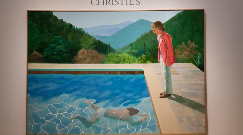 David Hockney's "Portrait of an Artist (Pool with Two Figures)" sold for a record $90.3 million Thursday night.