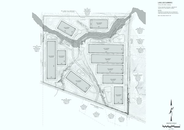 This is a site map for the proposed Wallace Jackson Data Center Campus in Spalding County. (Courtesy of Spalding County/Falcon Design Consultants)