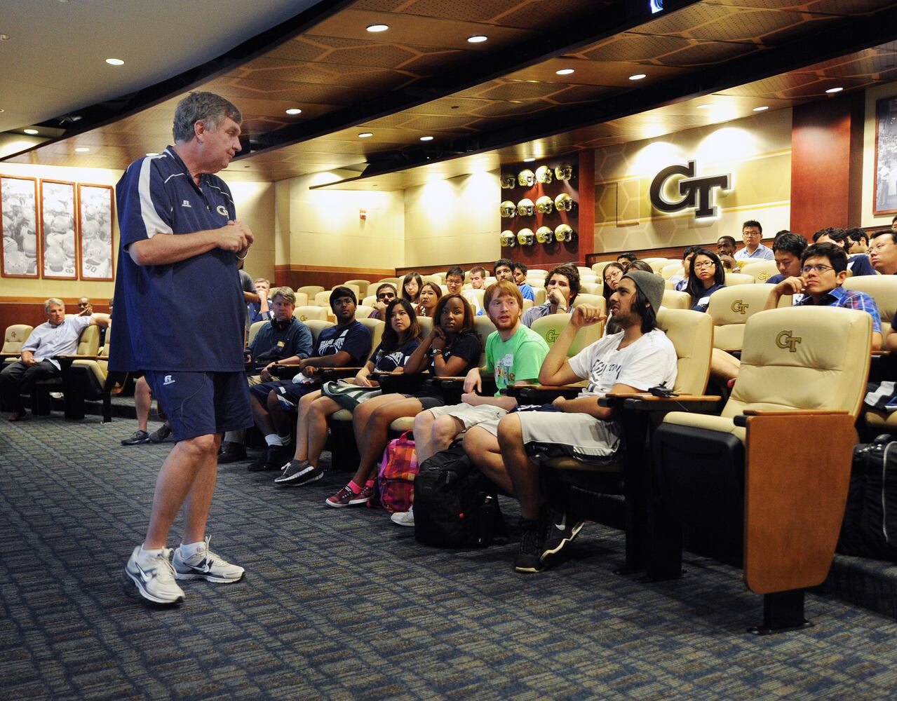 More than 100 international students attended the basic football class.