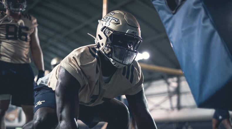 Georgia Tech defensive end Antonneous Clayton at preseason practice in August 2020.