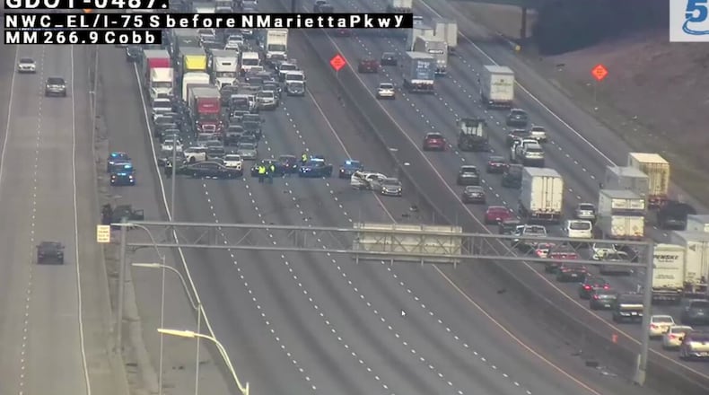 A crash on I-75 in Cobb County caused major traffic problems Wednesday.