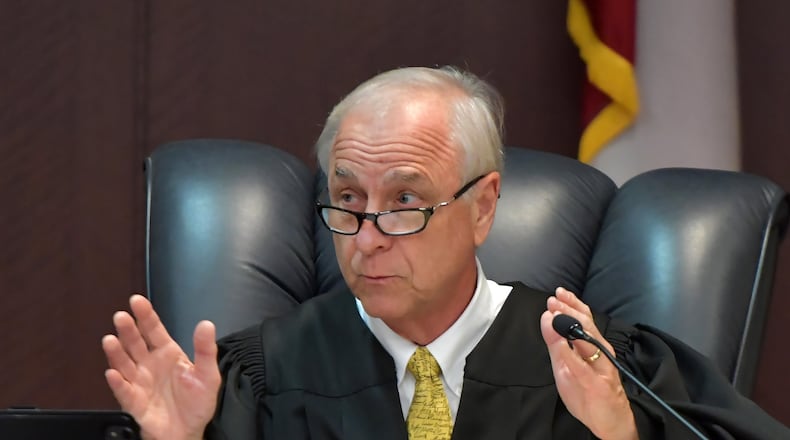 Judge David Sweat speaks during a hearing of Hoschton Mayor Theresa Kenerly at Jackson County Magistrate Court on Wednesday, Oct. 2, 2019. Kenerly and Councilman James Cleveland contested a recall effort aimed at removing them from office. They have been under fire since an AJC investigation revealed a candidate for city administrator was sidelined because of his race. Sweat ruled the recalls can proceed. HYOSUB SHIN / HYOSUB.SHIN@AJC.COM