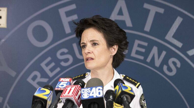 Atlanta Police Chief Erika Shields speaks about a recent attempted carjacking near the Atlanta University Center during a press conference at the Atlanta Police Department Headquarters, Monday, October 22, 2018. This attempted carjacking left a Morehouse College student shot multiple times. He was taken to Grady Memorial Hospital and is in stable condition. (ALYSSA POINTER/ALYSSA.POINTER@AJC.COM)